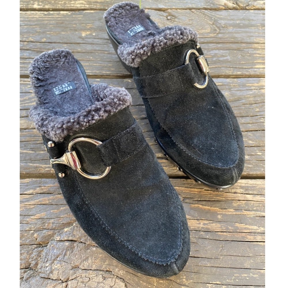 Stuart Weizmann Black Suede Slides